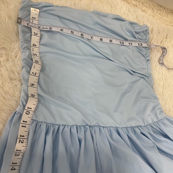 Elegant Light Blue Strapless Maxi Dress - Picture 9 of 11